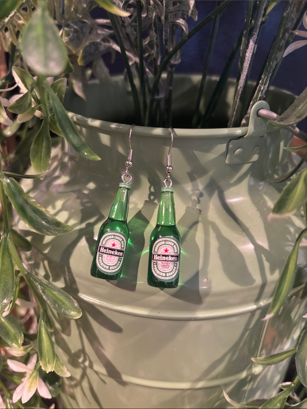 Heineken Green Bottle Dangle Earrings